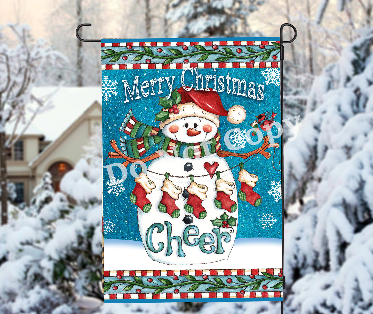 Garden Flag - Winter - Cheery Snowman