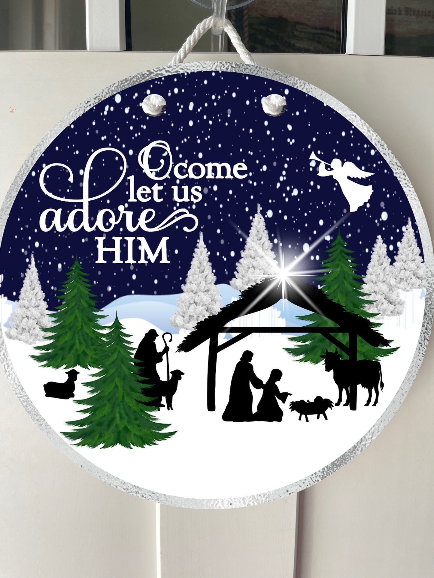 12" door hanger - Silent nativity night