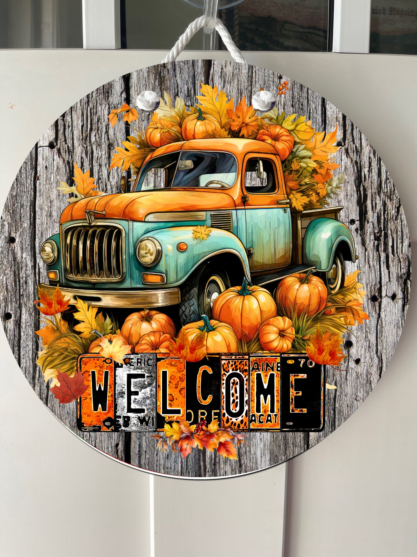 12" door hanger - Fall Truck Welcome