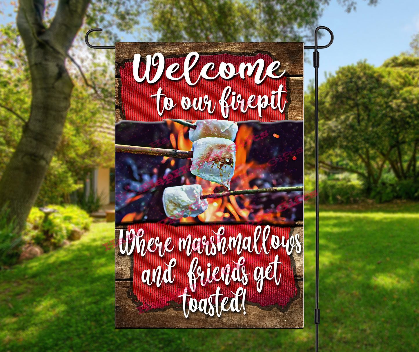 Garden Flag - Welcome to our Firepit