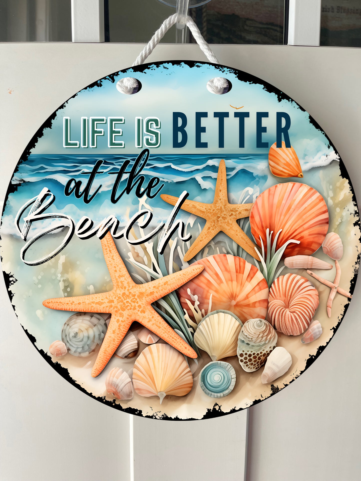 12" door hanger -Beach Seashells