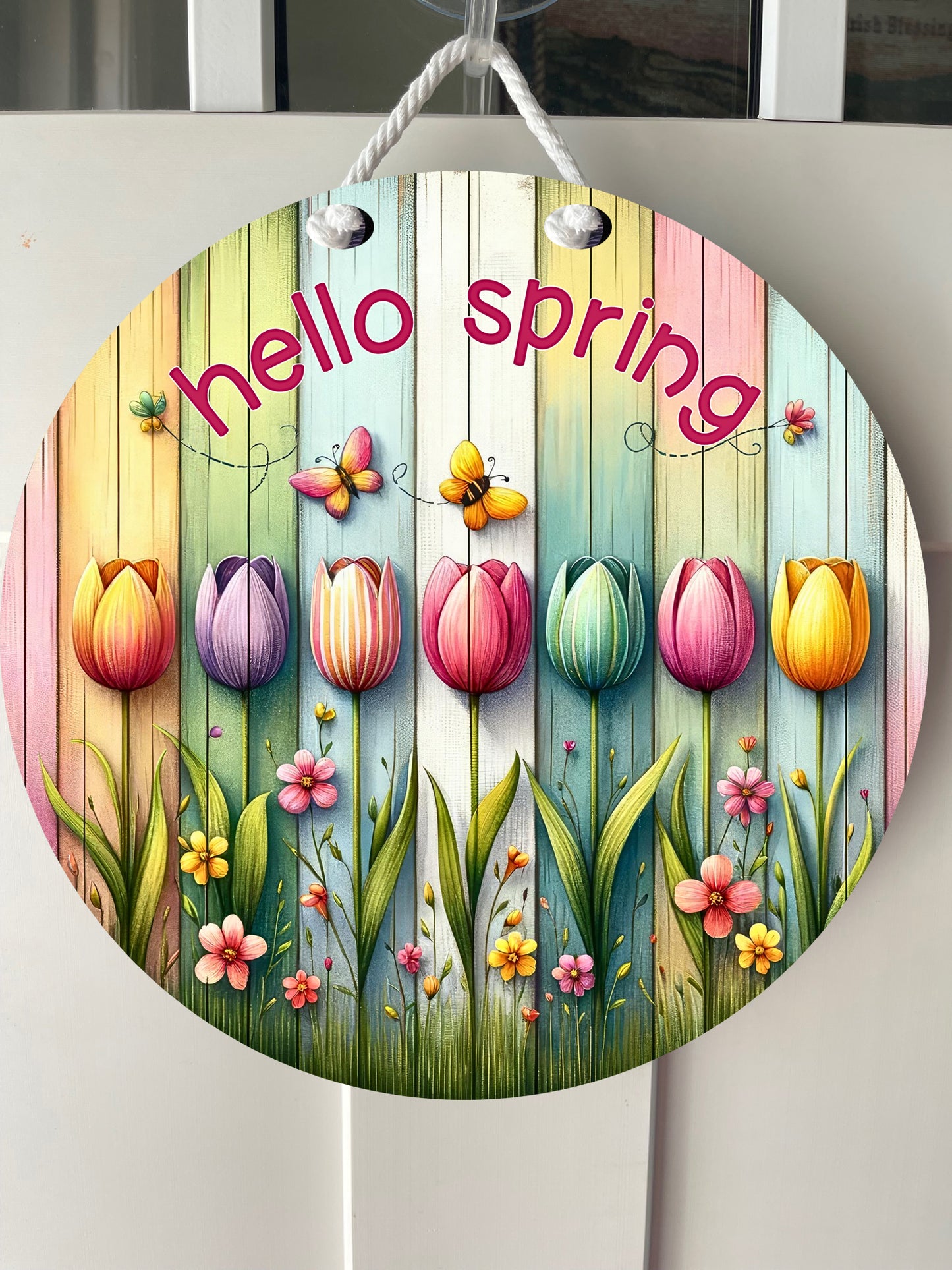 12" door hanger -Spring Tulips