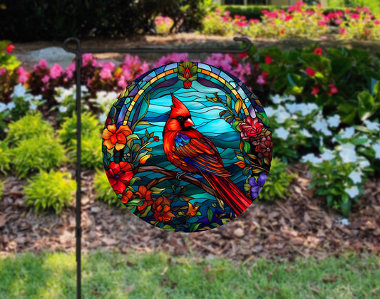 Wind Spinner Stained glass Cardinal ~ Outdoor decoration ~ Memorial